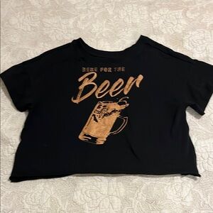 Shyanne Black Crop Top with Gold Print